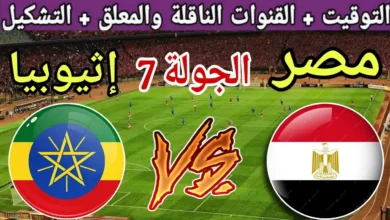 القنوات الناقلة لمباراة مصر وإثيوبيا